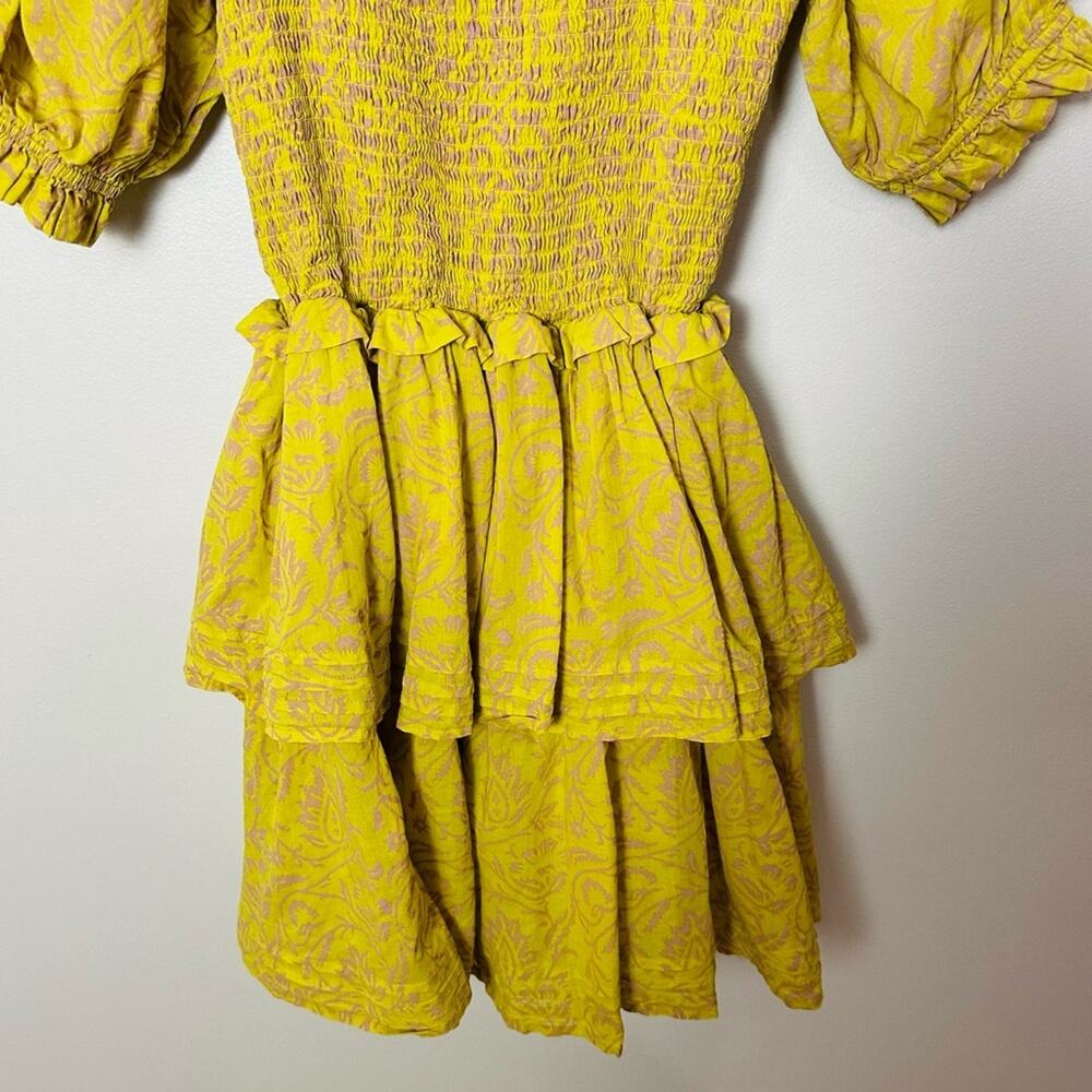 Cleobella Luna Mini Dress Women’s Size XS Organic Cotton Puff Sleeve Tiered - Picture 10 of 16